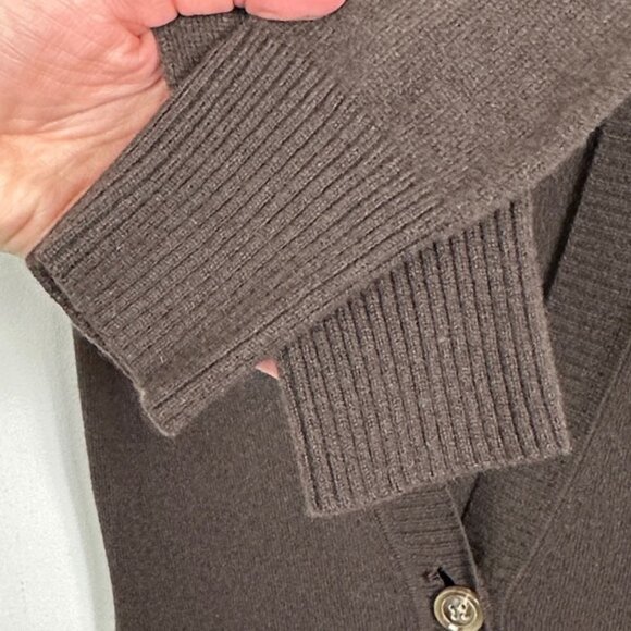 DVF 100% Cashmere Chocolate Brown Cardigan Knit Sweater V-Neck Size‎ XS or P Rib - Picture 6 of 10